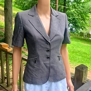 Tahari Short Sleeve Heather Grey Blazer
